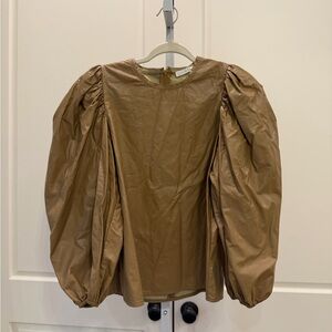 Karlie Vegan Leather Puff Sleeve Top Size Large